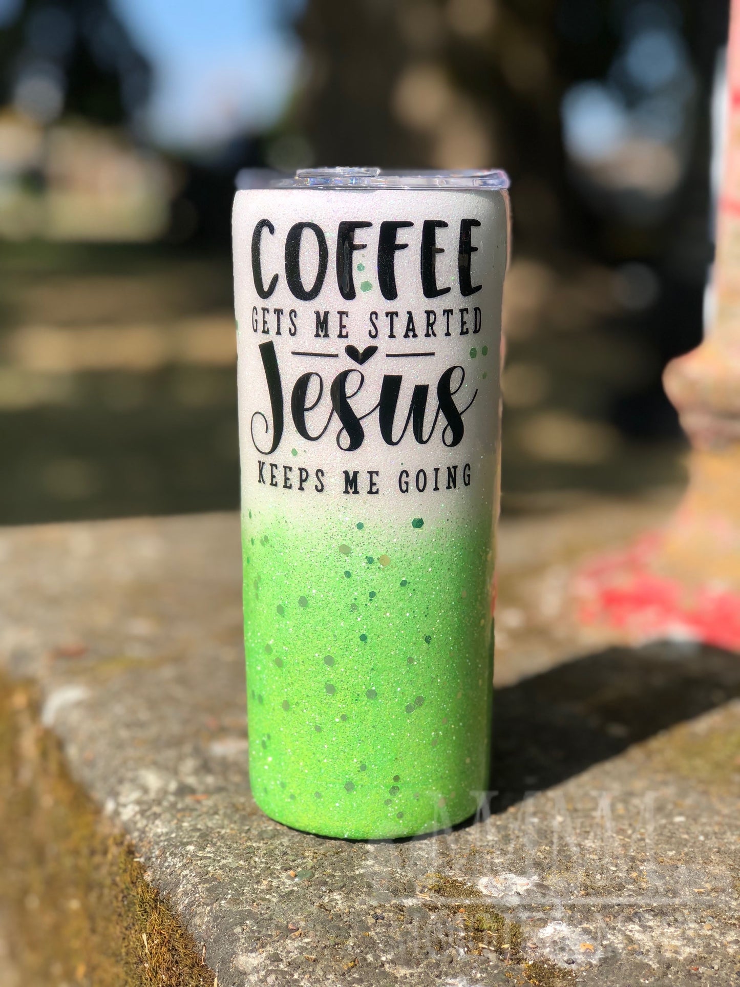 Coffee and Jesus Personalized Custom Glitter Tumbler
