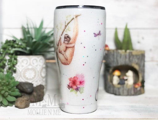 Chillin Like A Sloth Personalized Glitter Tumbler