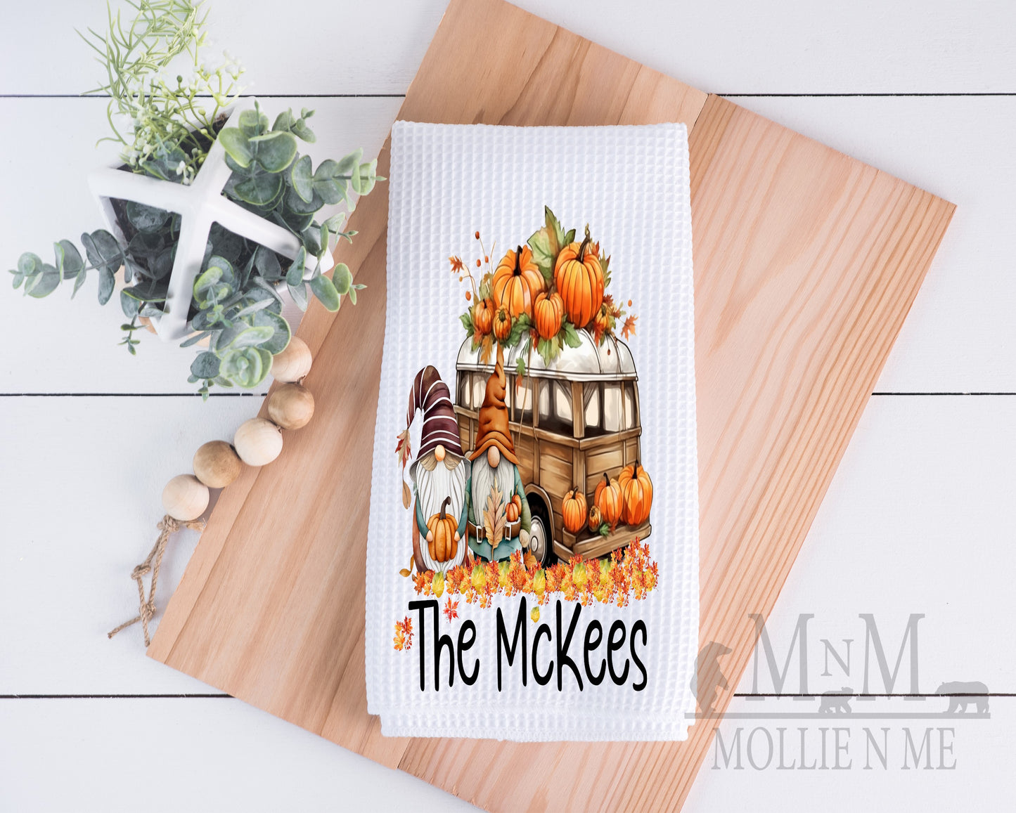 Personalized Fall Pumpkin Waffle Towel