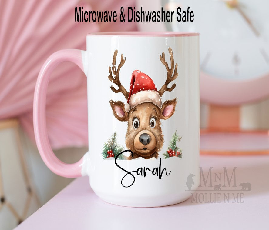 Personalized Christmas Reindeer 15oz. Mug