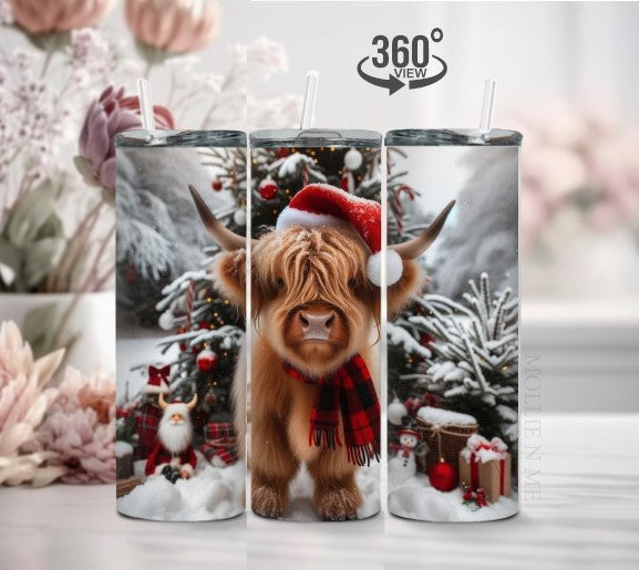 Highland Cow Christmas Tumbler