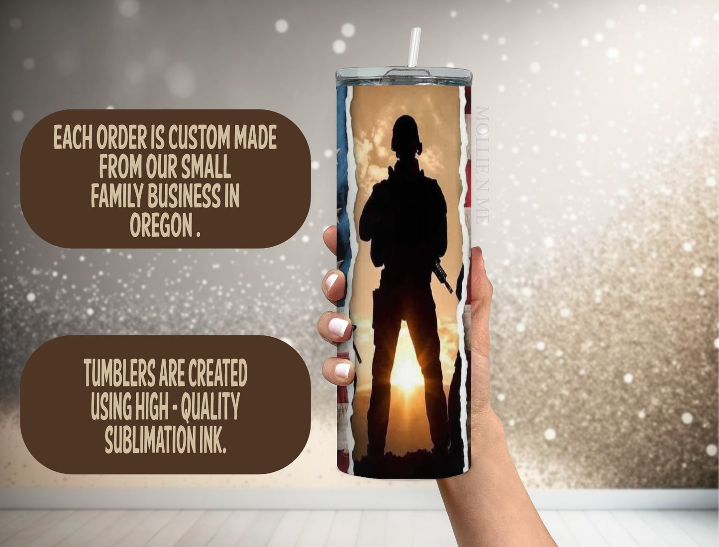 Personalized Military Soldier With Flag Tumbler