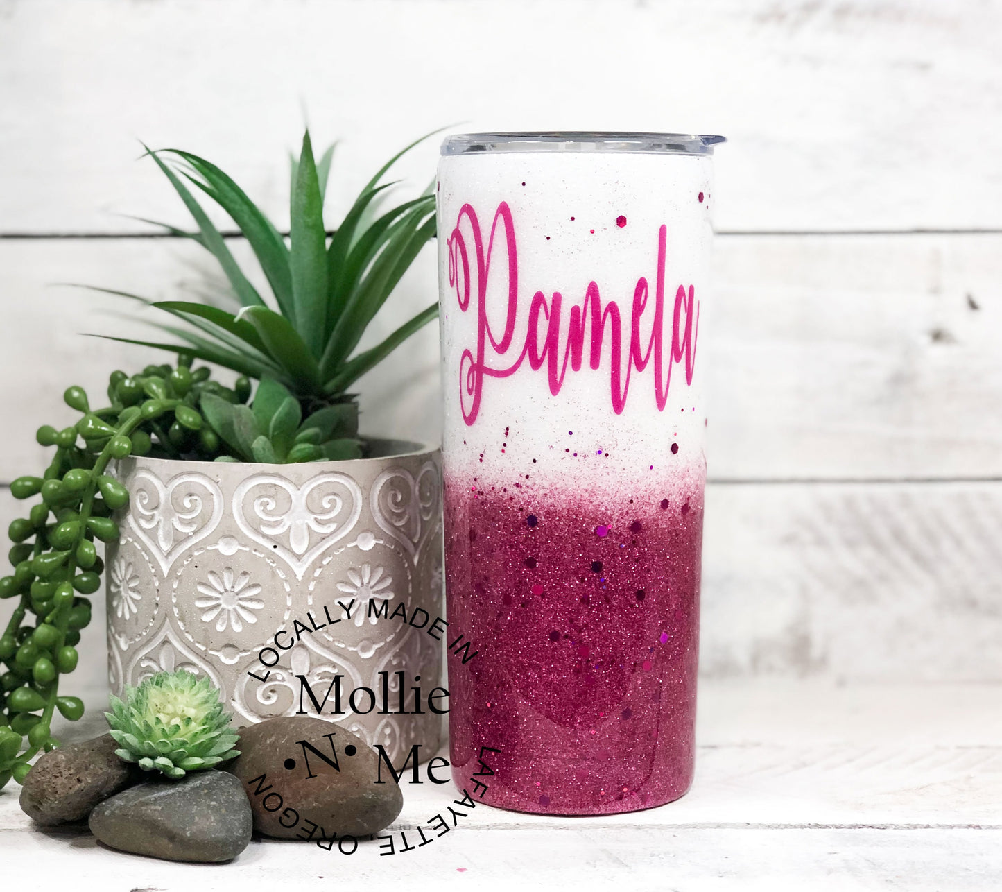 Flocking Fabulous Flamingo Custom Glitter Tumbler