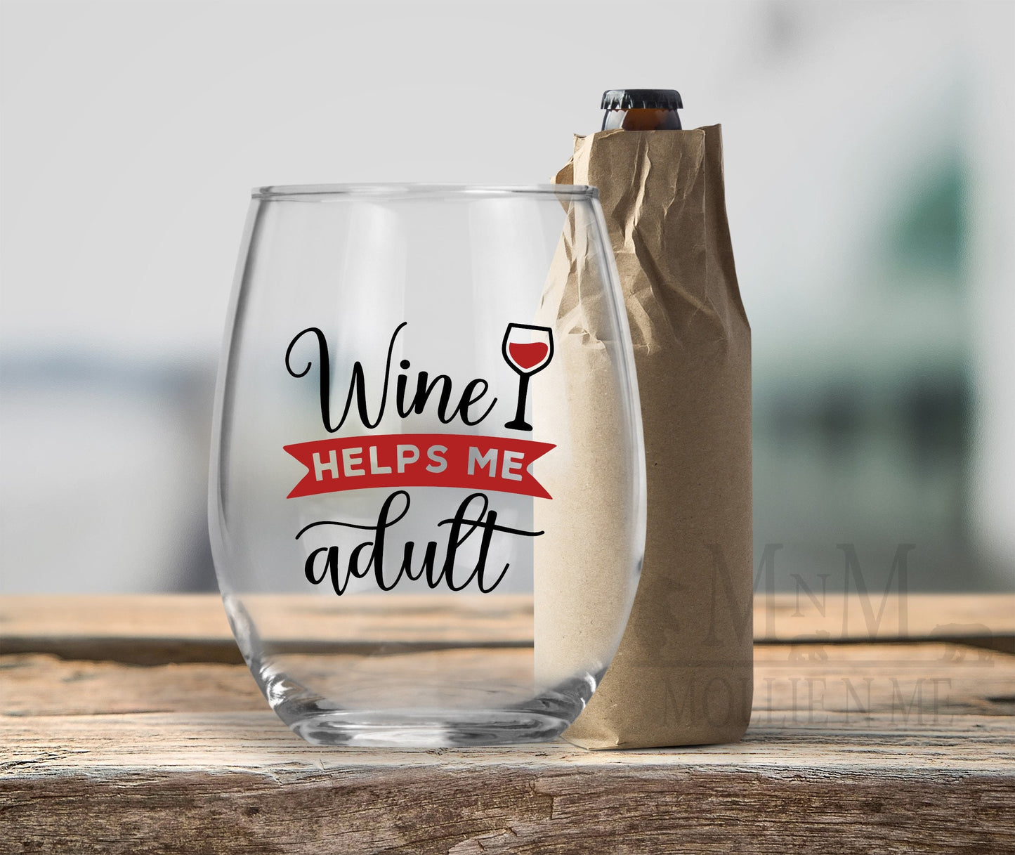 Wine Helps Me Adult Wine Glass