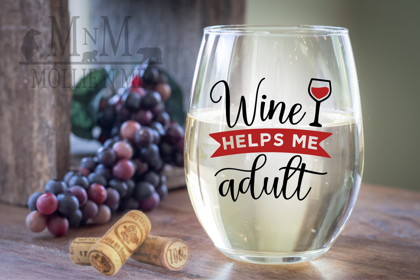 Wine Helps Me Adult Wine Glass