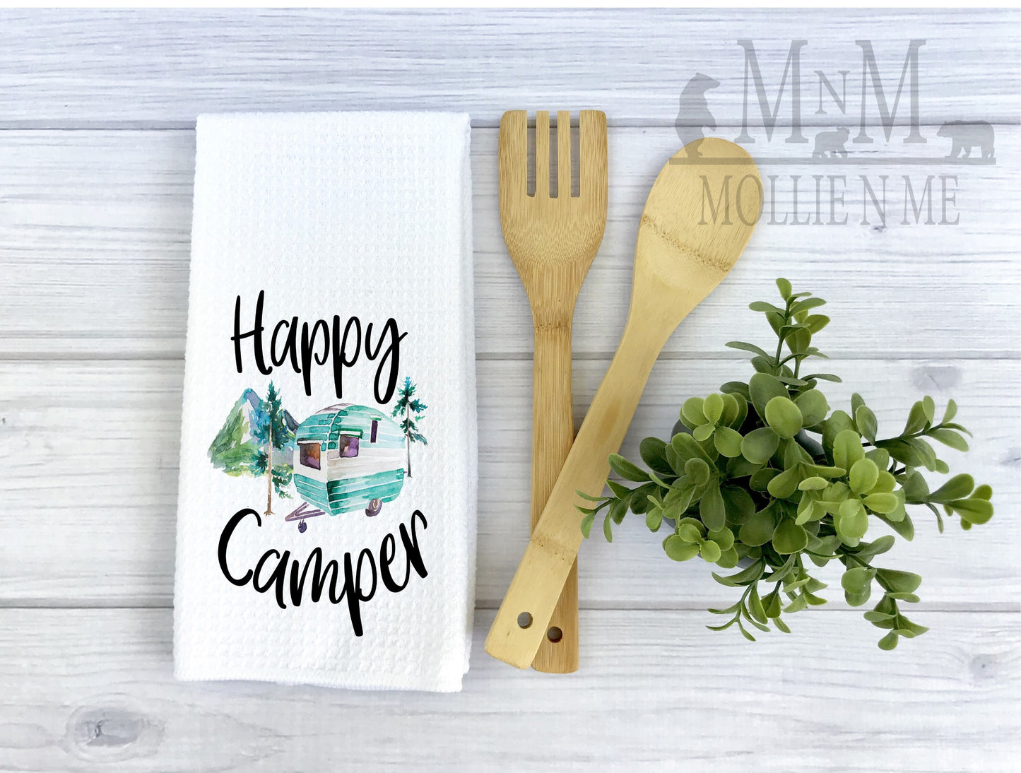 Happy Camper Decorative Waffle Towel