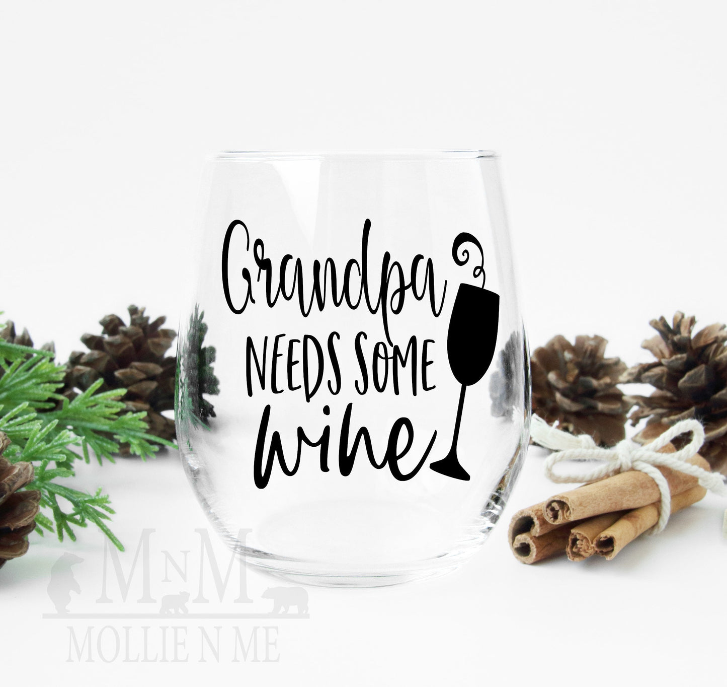 Grandpa Needs Some Wine Stemless Wine Glass