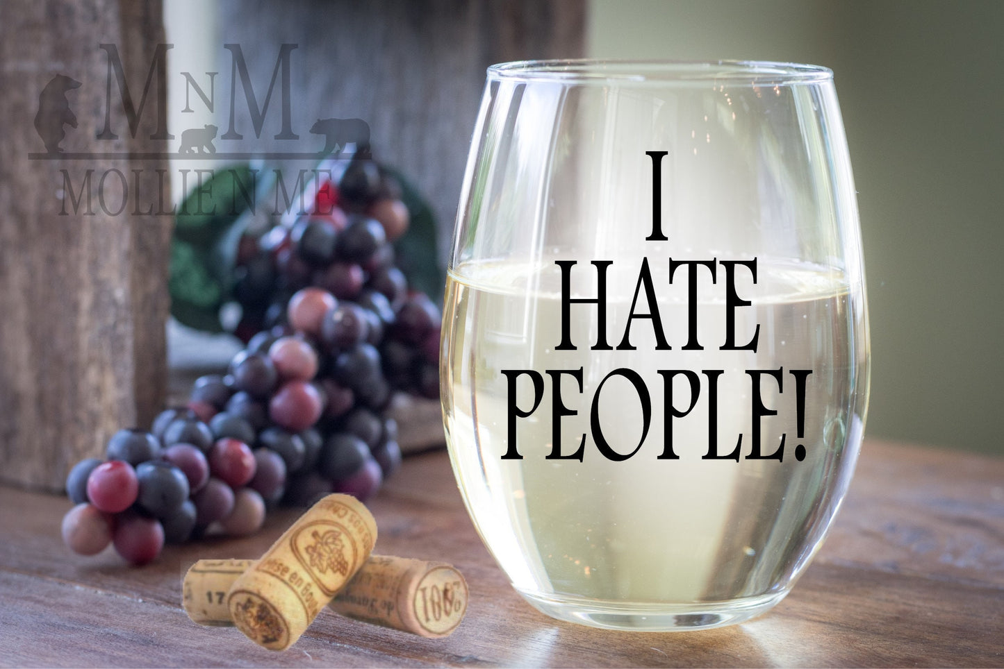 I Hate People Wine Glass