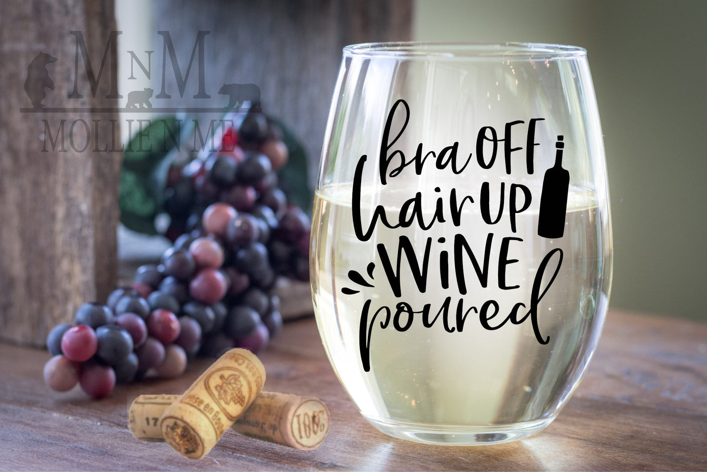 Bra Off Hair Up Wine Glass