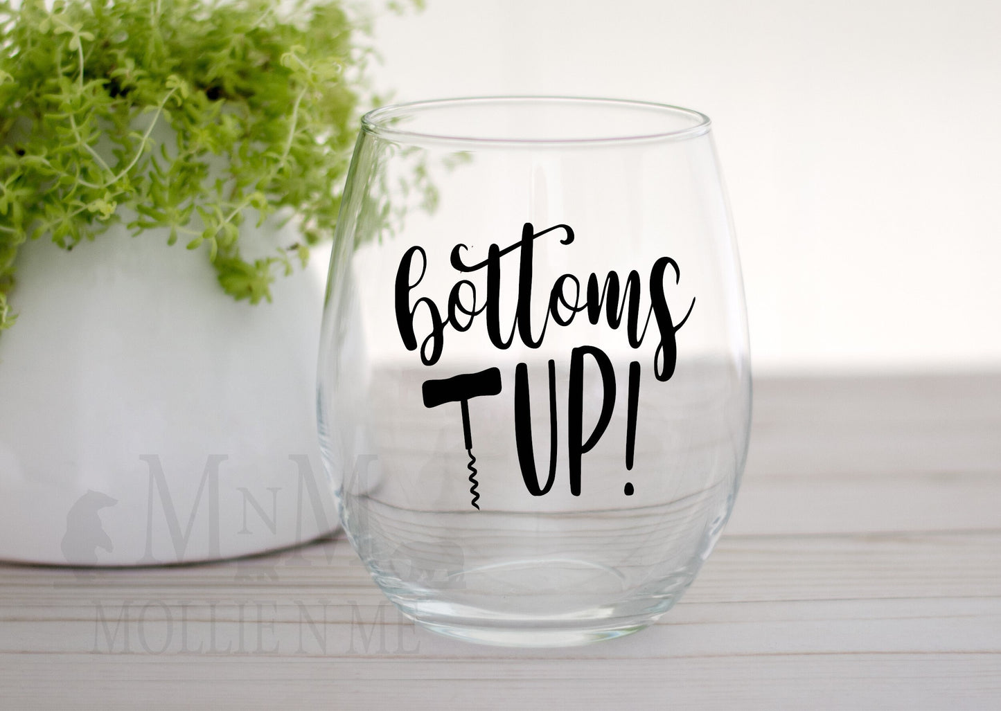 Bottoms Up Stemless Wine Glass
