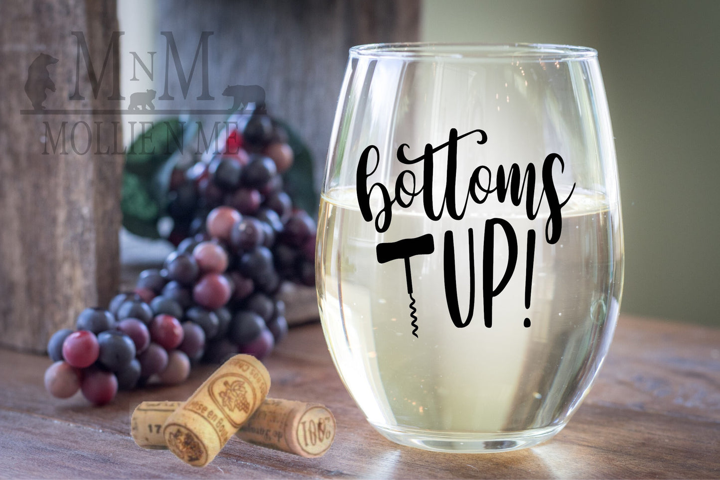 Bottoms Up Stemless Wine Glass