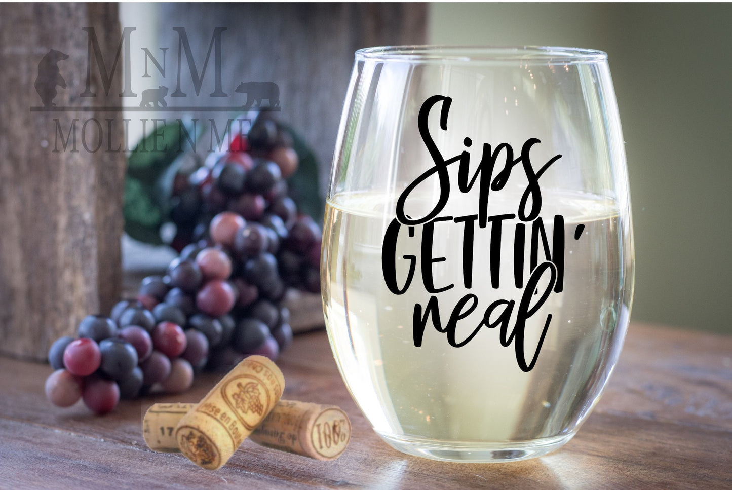 Sips Gettin Real 20oz Wine Glass