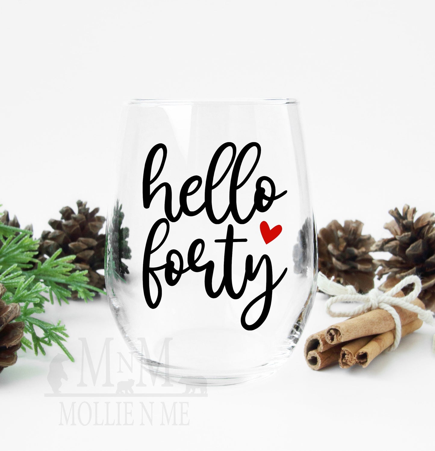 Hello Forty Wine Glass