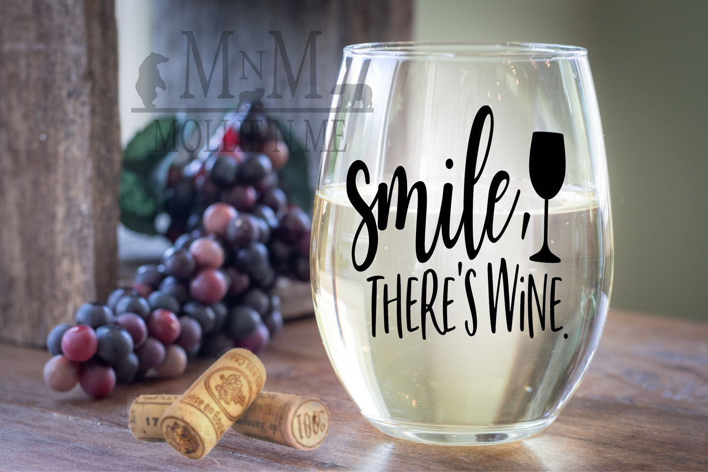 Smile There's Wine Stemless Wine Glass