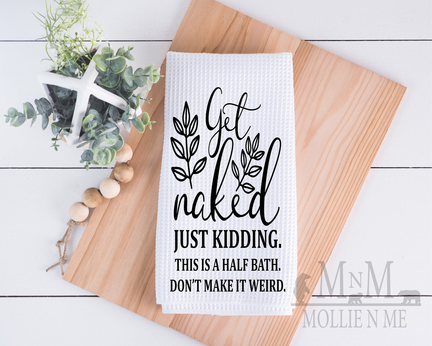 Get Naked Half Bath Decorative Waffle Towel
