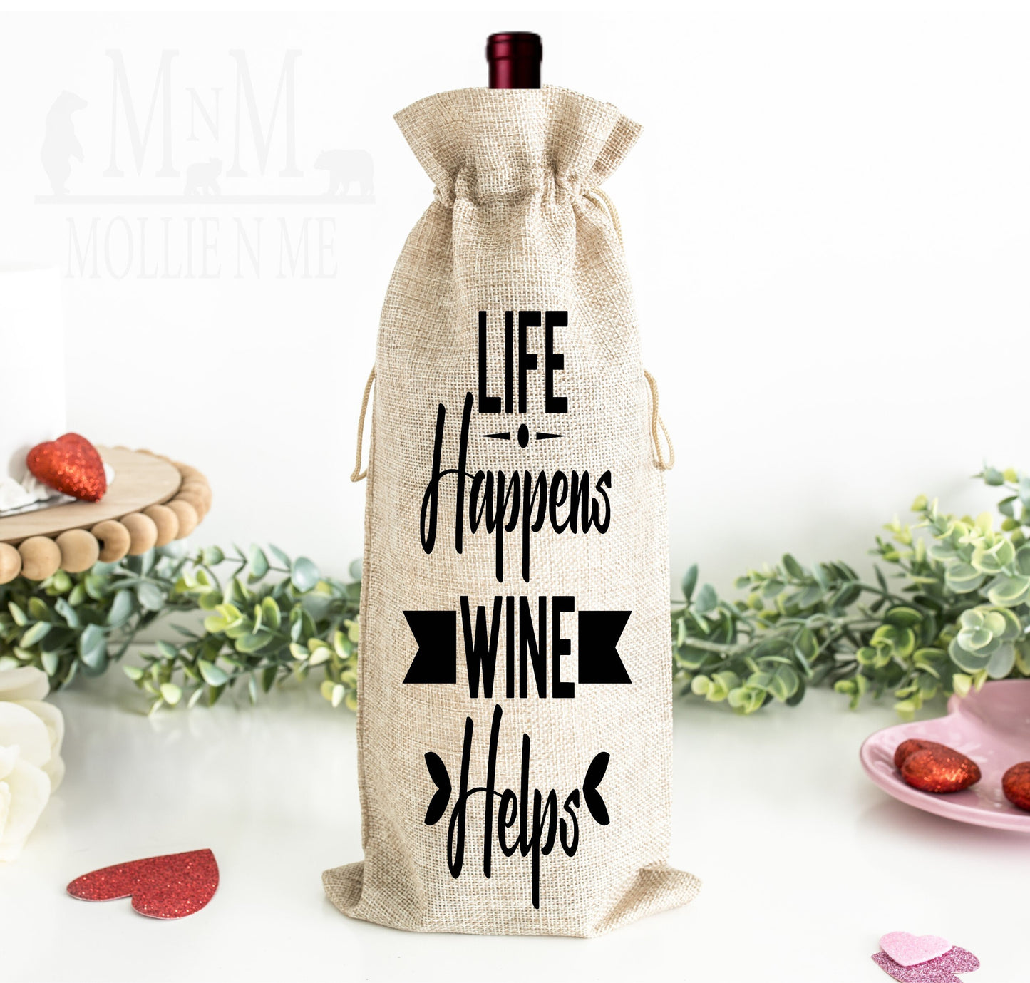 Life Happens Wine Helps Reusable Wine Bag