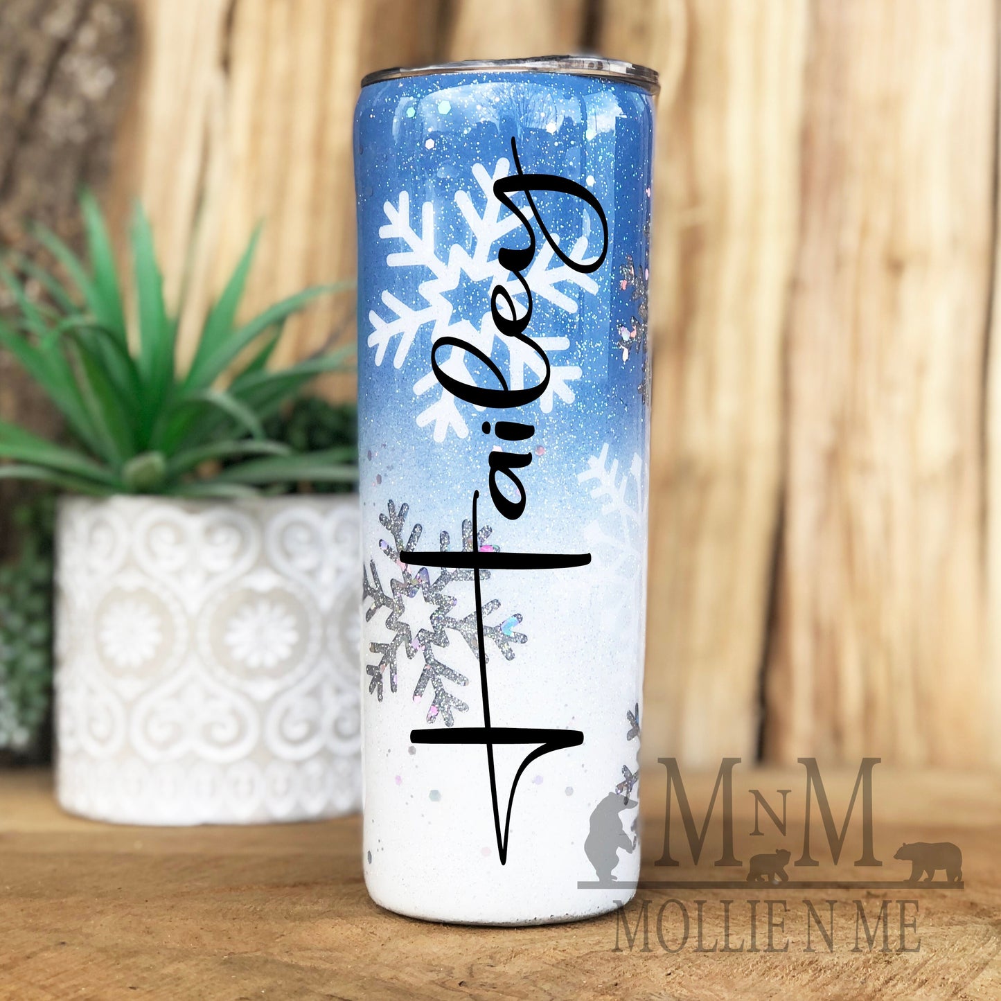 Penguin Glitter Personalized Tumbler