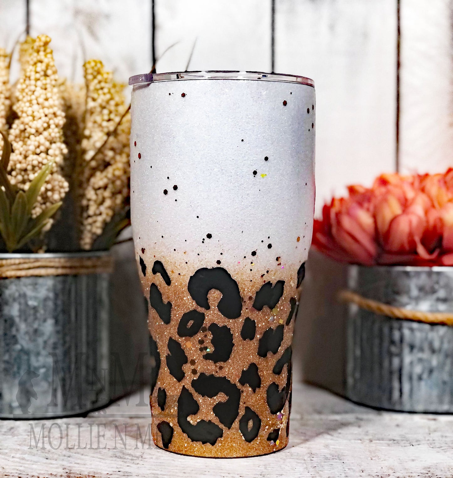 Leopard Print Personalized Glitter Custom Tumbler