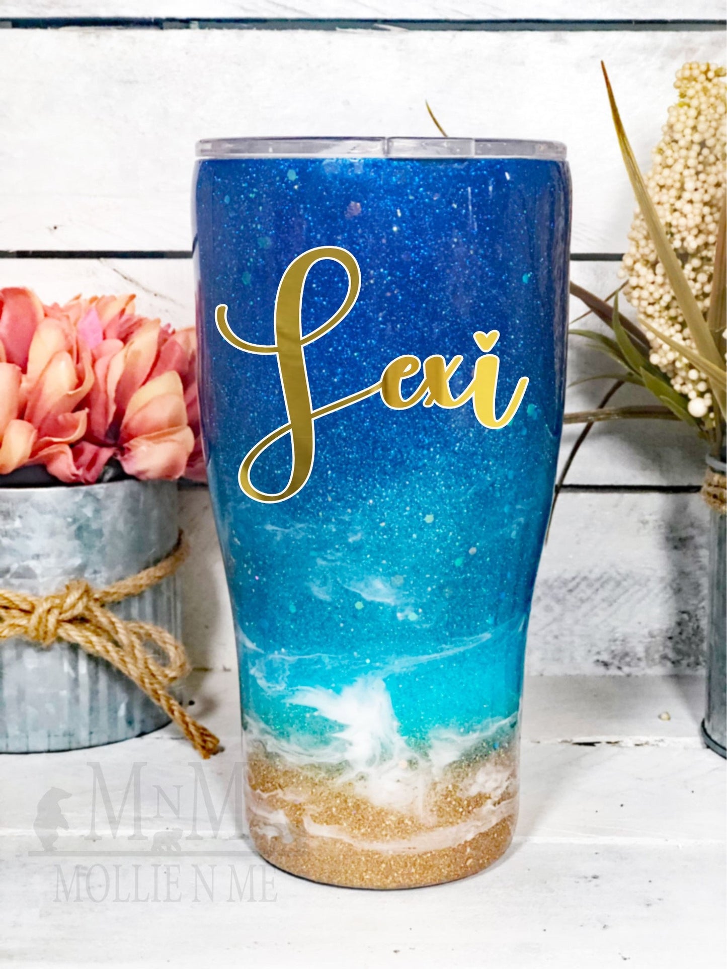 Salty Beach Custom Glitter Tumbler