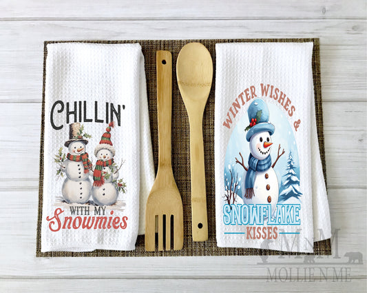 Chillin With My Snowmies Waffle Towel