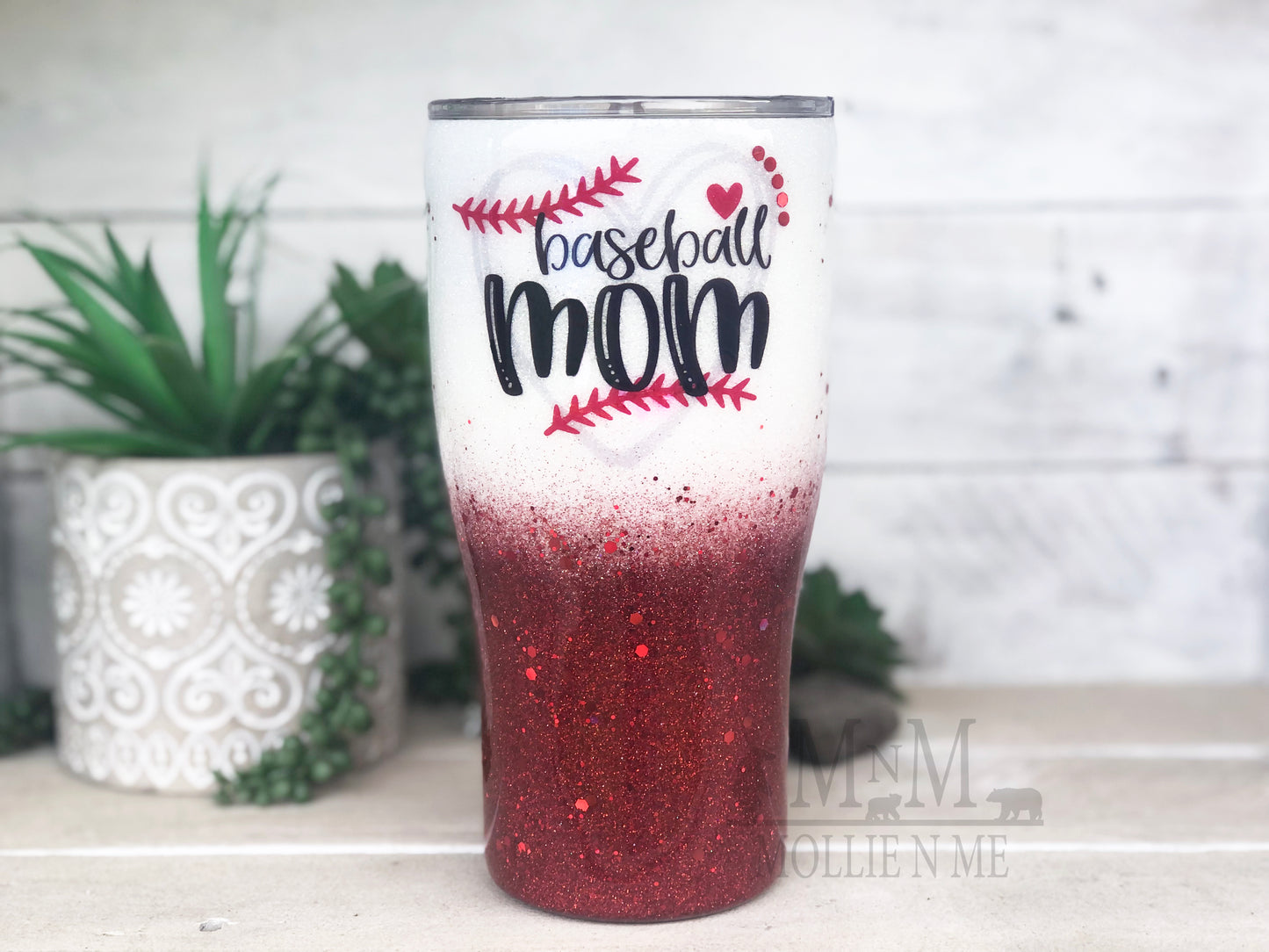 Baseball Mom Custom Glitter Tumbler
