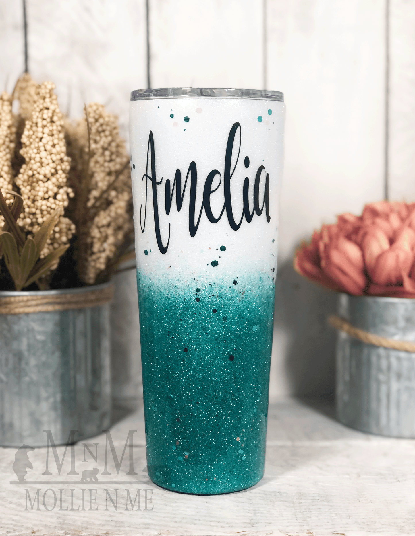 Happy Camper Personalized Custom Glitter Tumbler