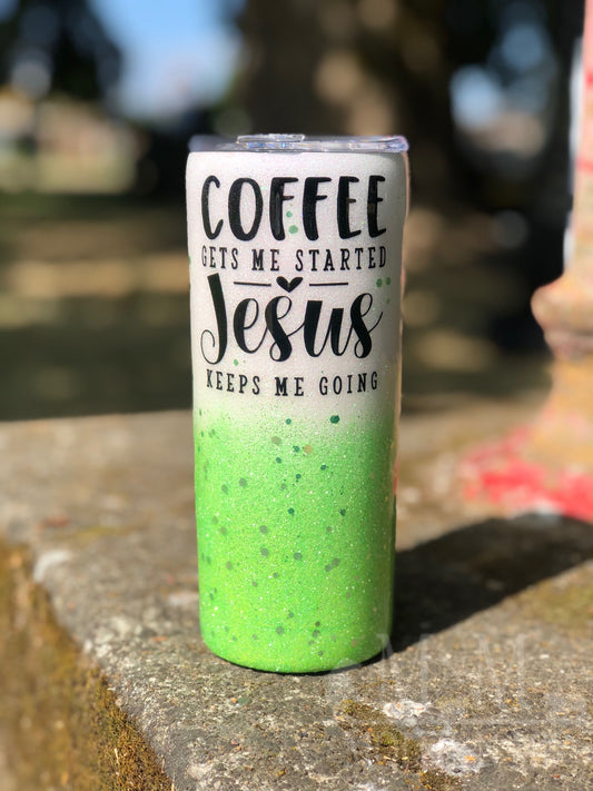 Coffee and Jesus Personalized Custom Glitter Tumbler