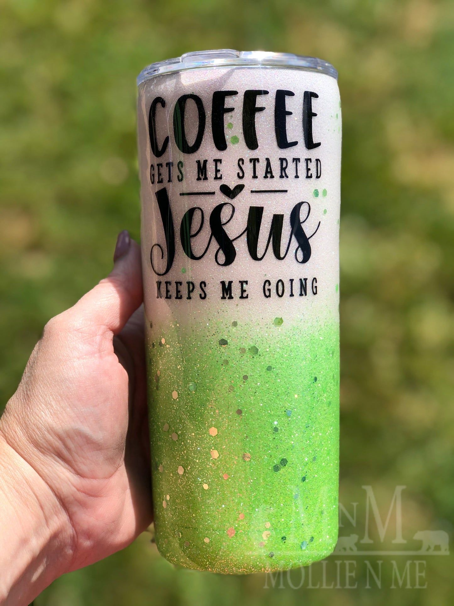 Coffee and Jesus Personalized Custom Glitter Tumbler