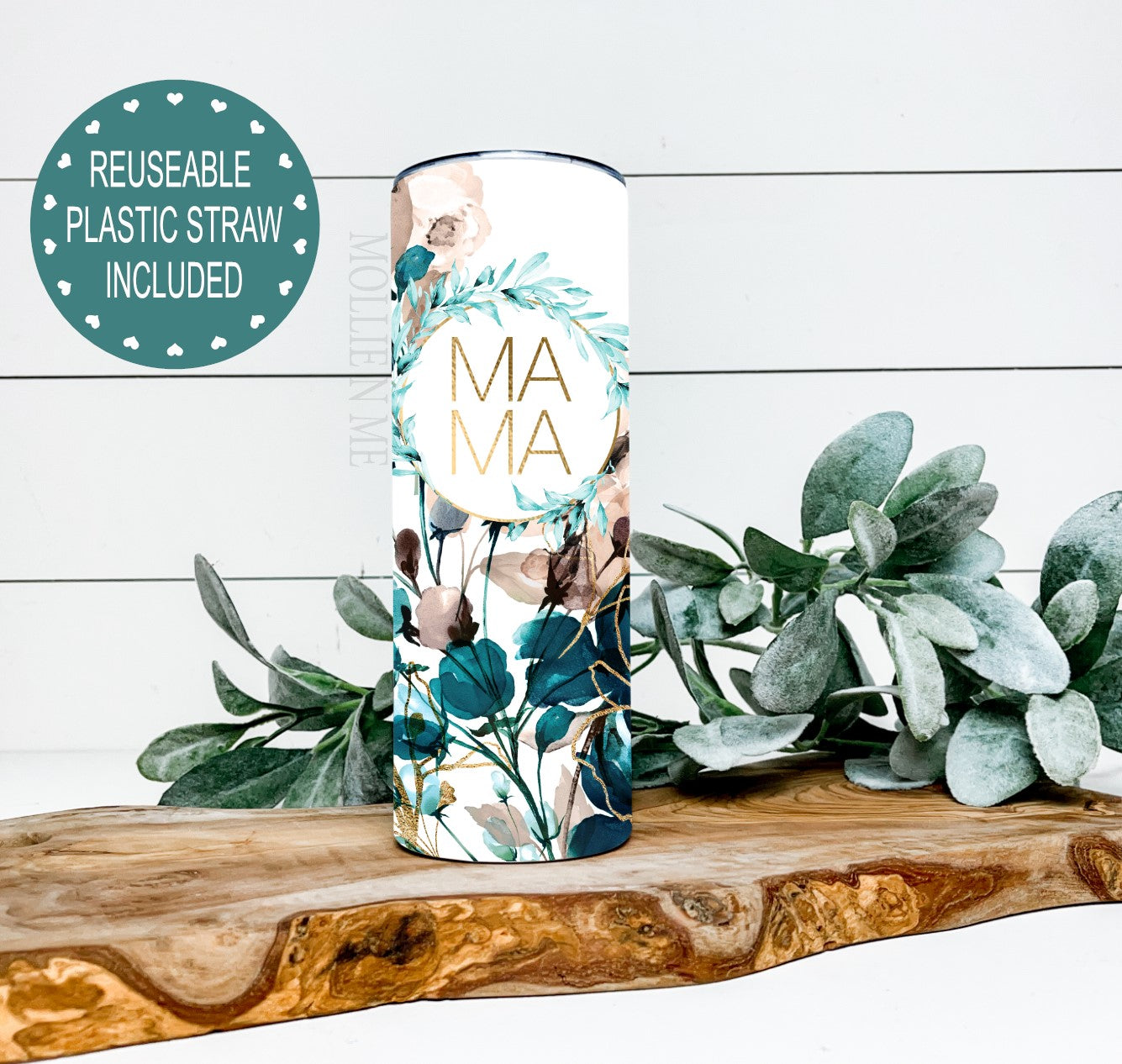 Mama Teal Floral 20oz. Skinny Tumbler