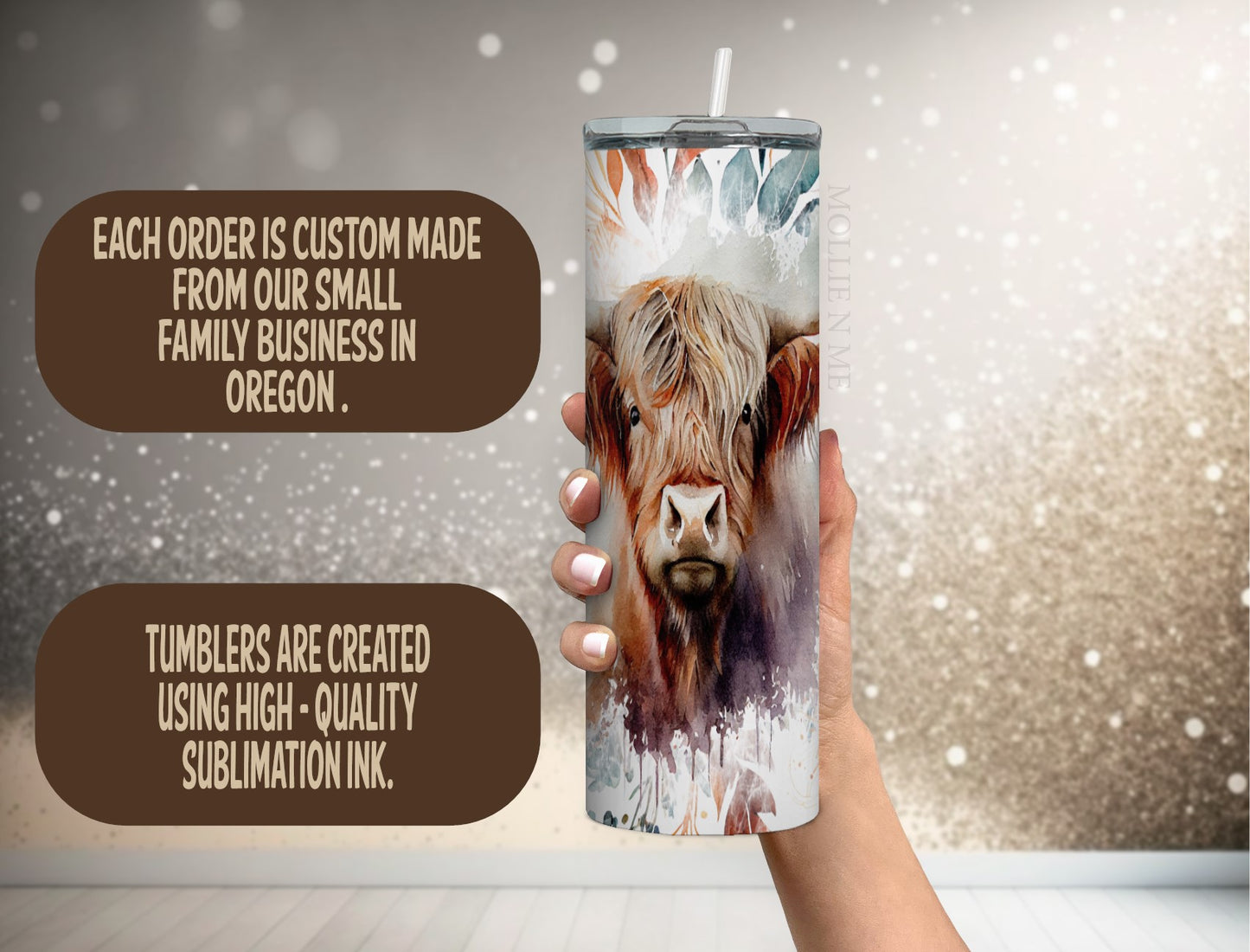 Highland Cow Floral Tumbler