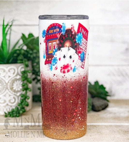 Casino Fun Custom Glitter Tumbler