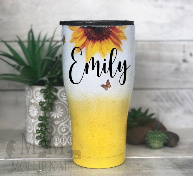 Sunflower Personalized Custom Glitter Tumbler