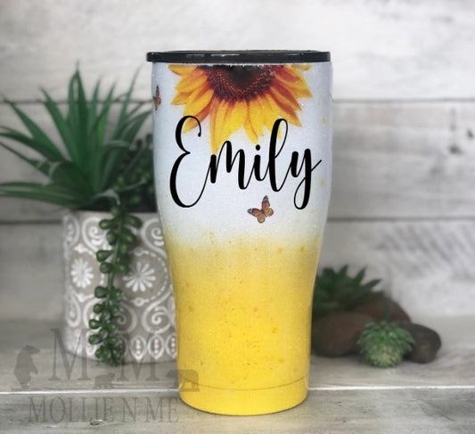 Sunflower Personalized Custom Glitter Tumbler