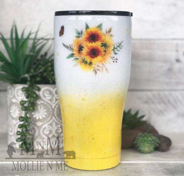 Sunflower Personalized Custom Glitter Tumbler