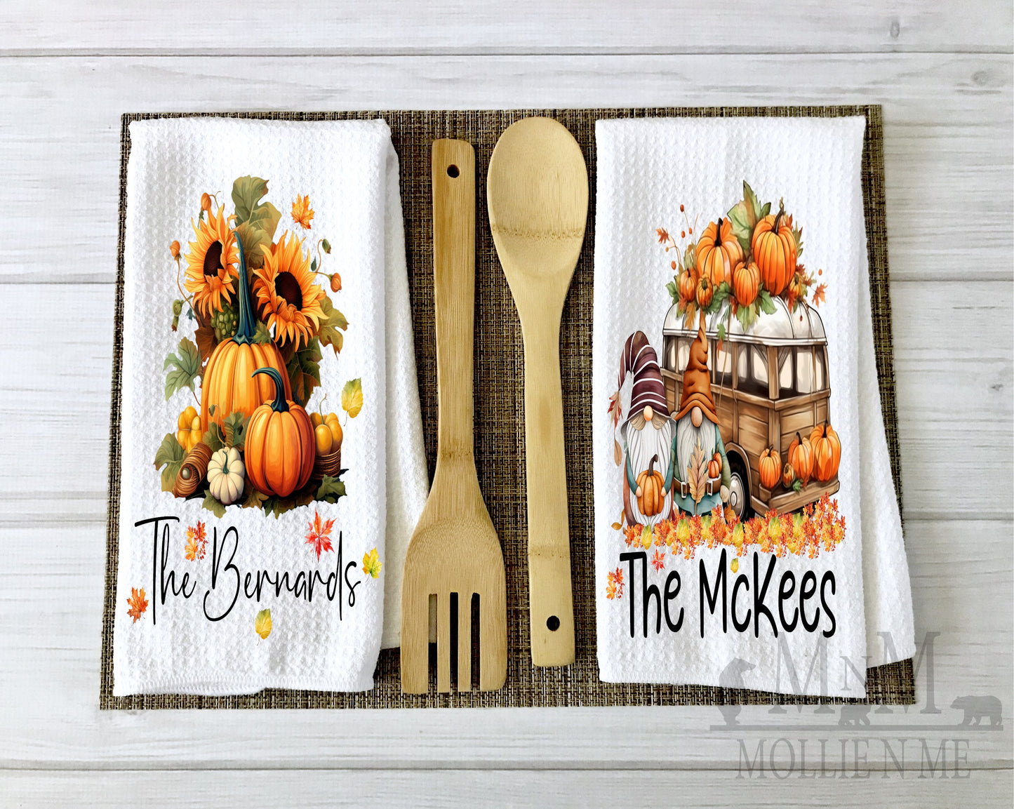 Personalized Fall Pumpkin Waffle Towel