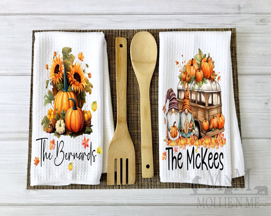 Personalized Fall Pumpkin Waffle Towel