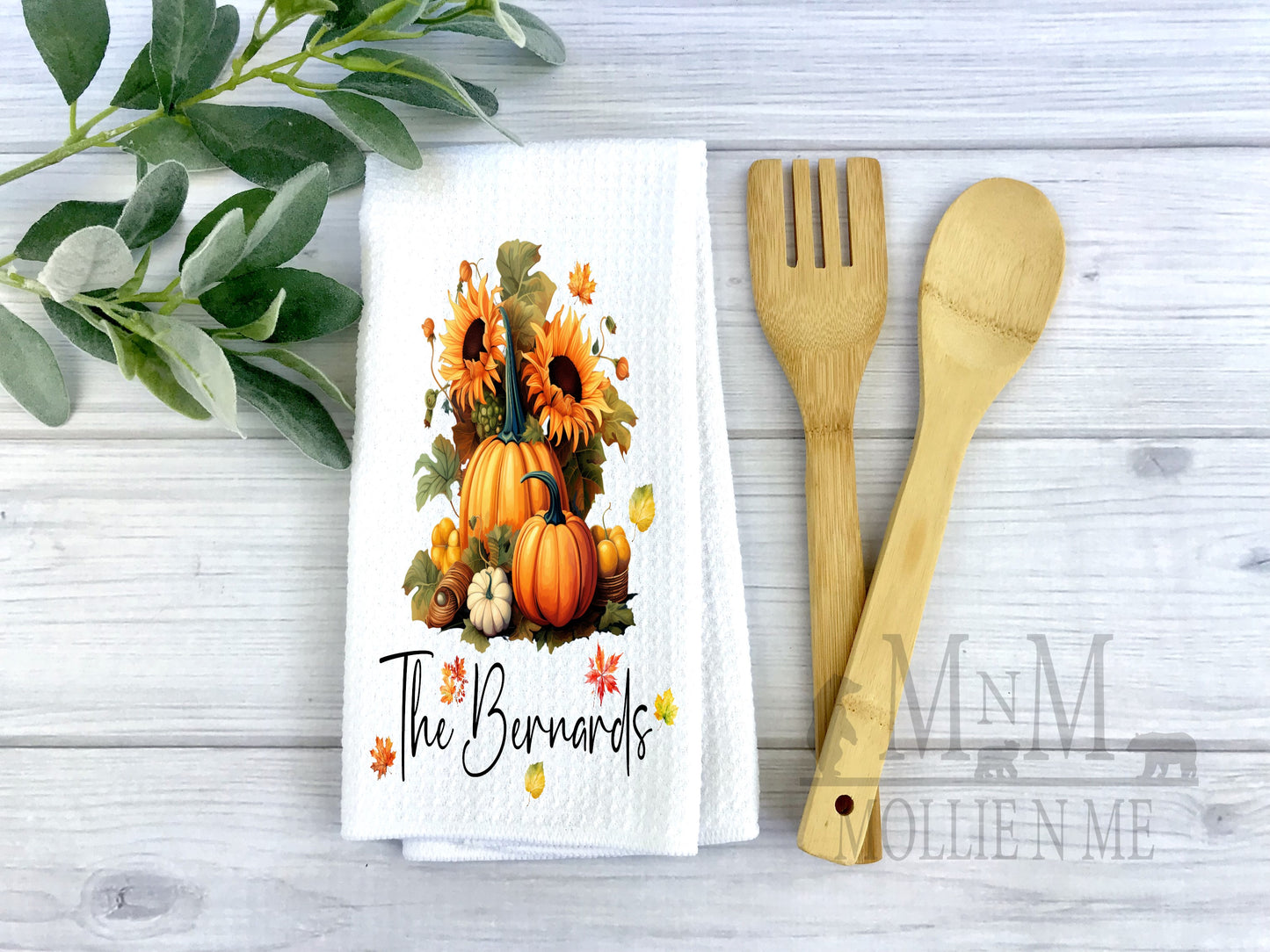 Personalized Fall Pumpkin Waffle Towel