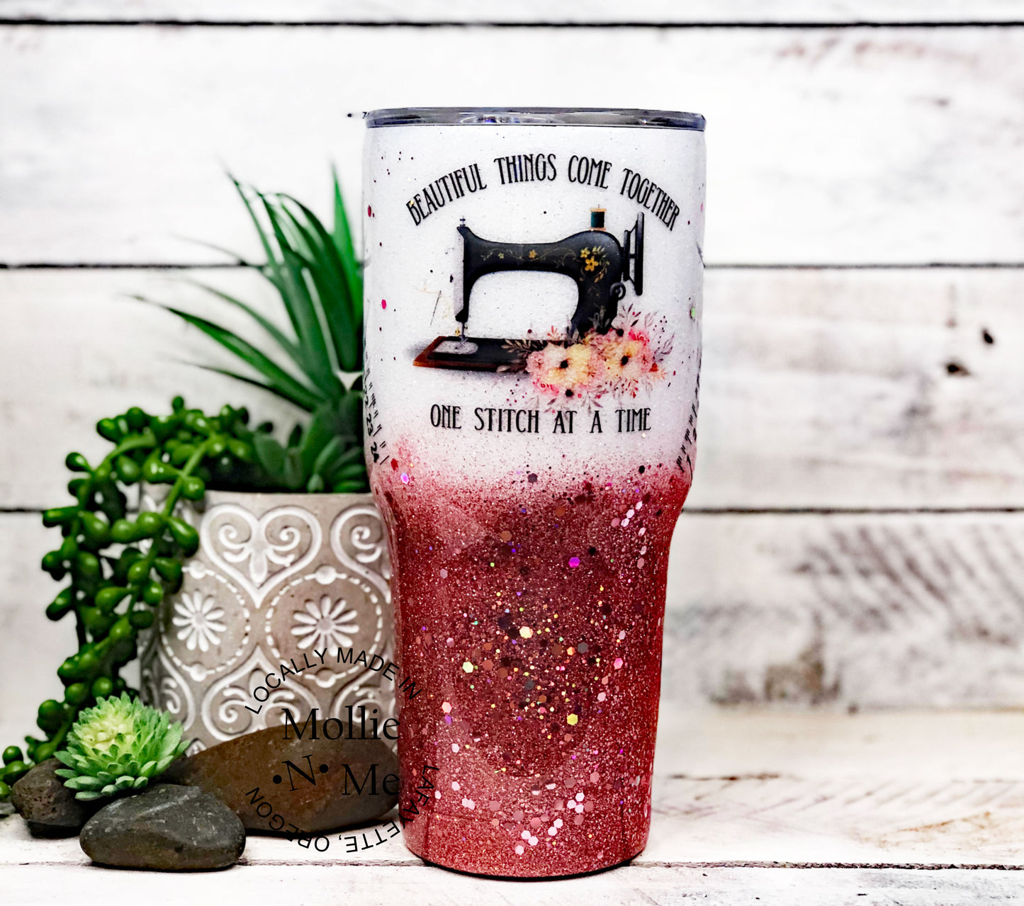Sewing Mends The Soul Custom Glitter Tumbler