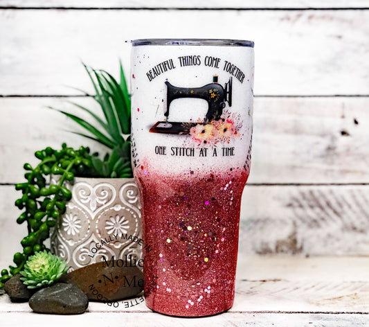 Sewing Mends The Soul Custom Glitter Tumbler