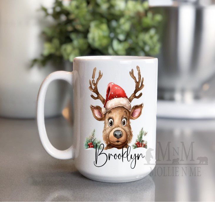 Personalized Christmas Reindeer 15oz. Mug