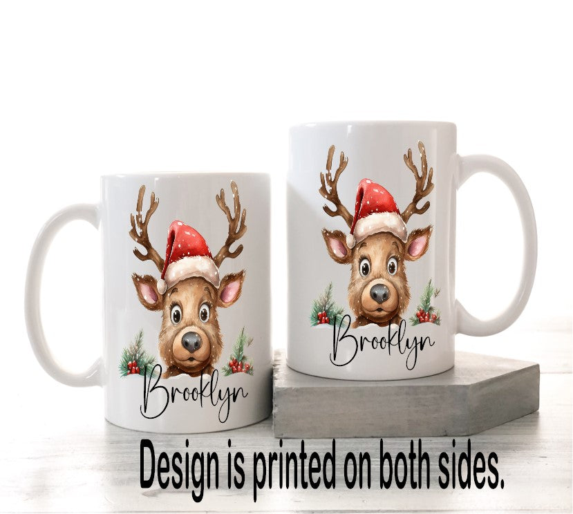 Personalized Christmas Reindeer 15oz. Mug