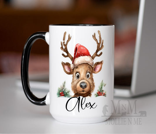 Personalized Christmas Reindeer 15oz. Mug