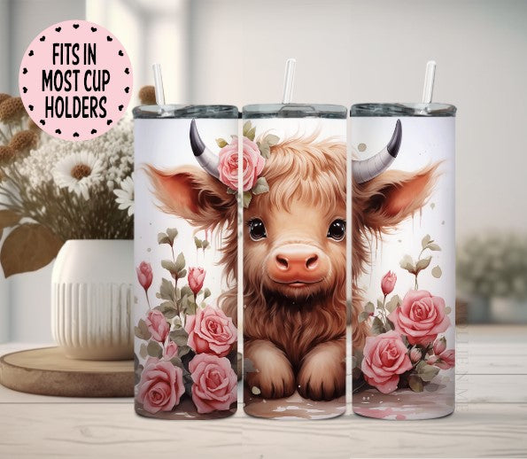 Highland With Pink Roses Tumbler