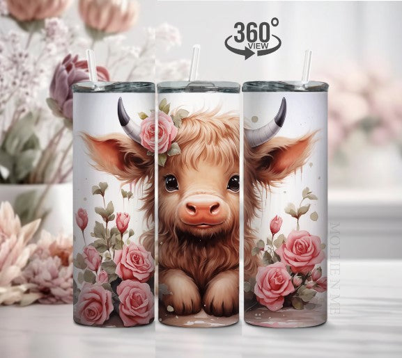 Highland With Pink Roses Tumbler