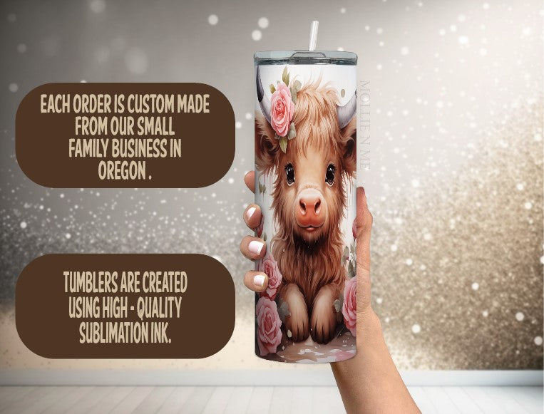 Highland With Pink Roses Tumbler