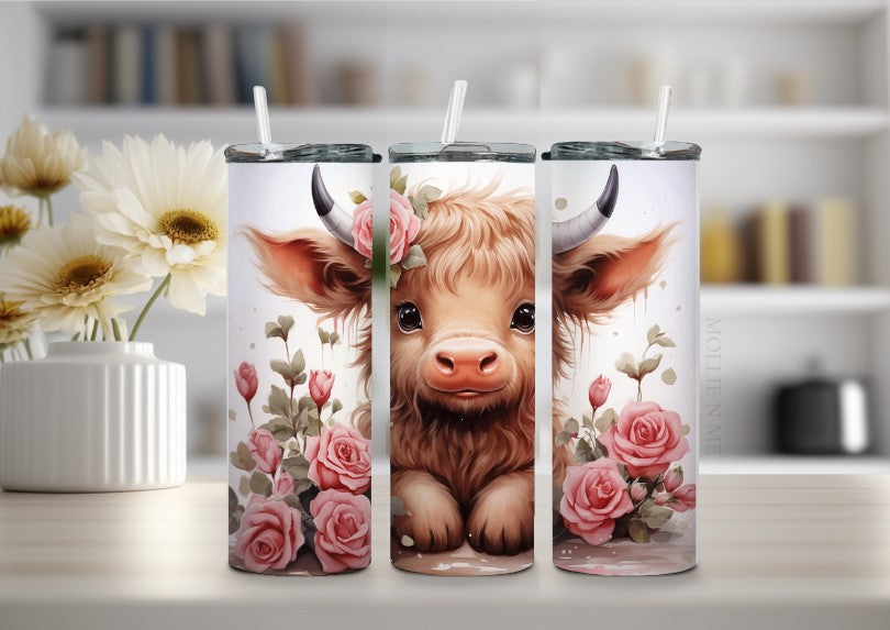 Highland With Pink Roses Tumbler