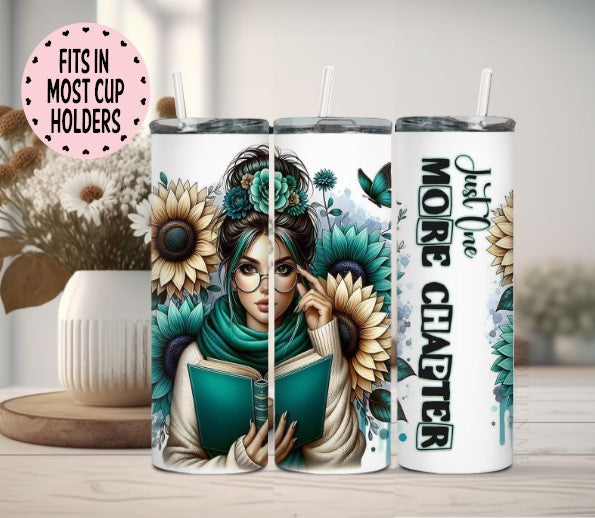 Just One More Chapter Open Book Tumbler