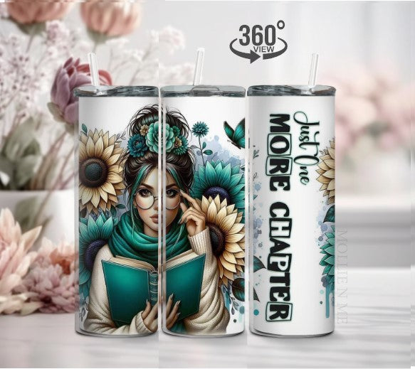 Just One More Chapter Open Book Tumbler