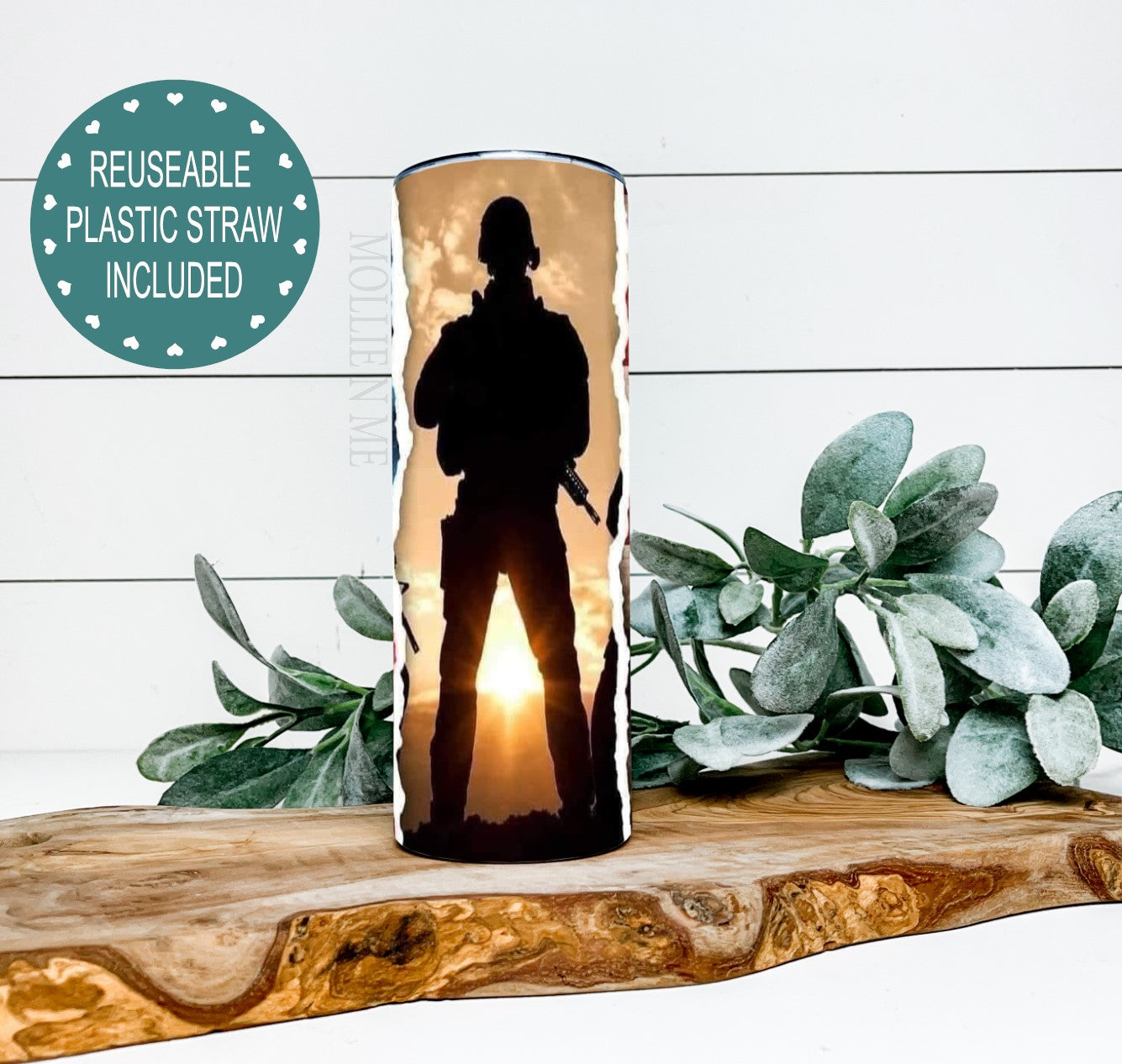 Personalized Military Soldier With Flag Tumbler