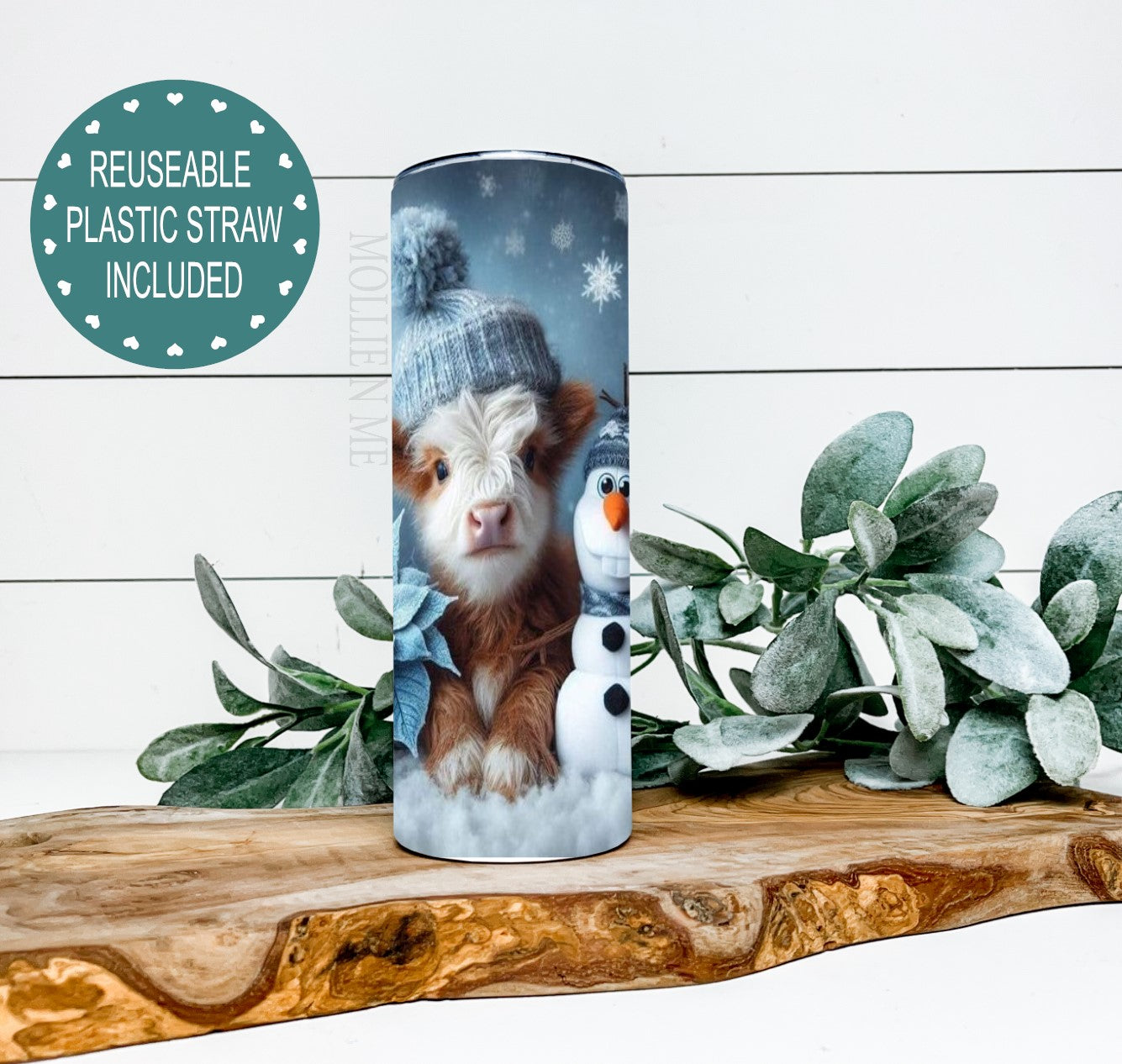 Highland Cow Winter Snowman Tumbler